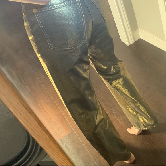 🔥LAST CHANCE 💯 AUTH CHANEL Gold straight Leg PANTS - Picture 15 of 15